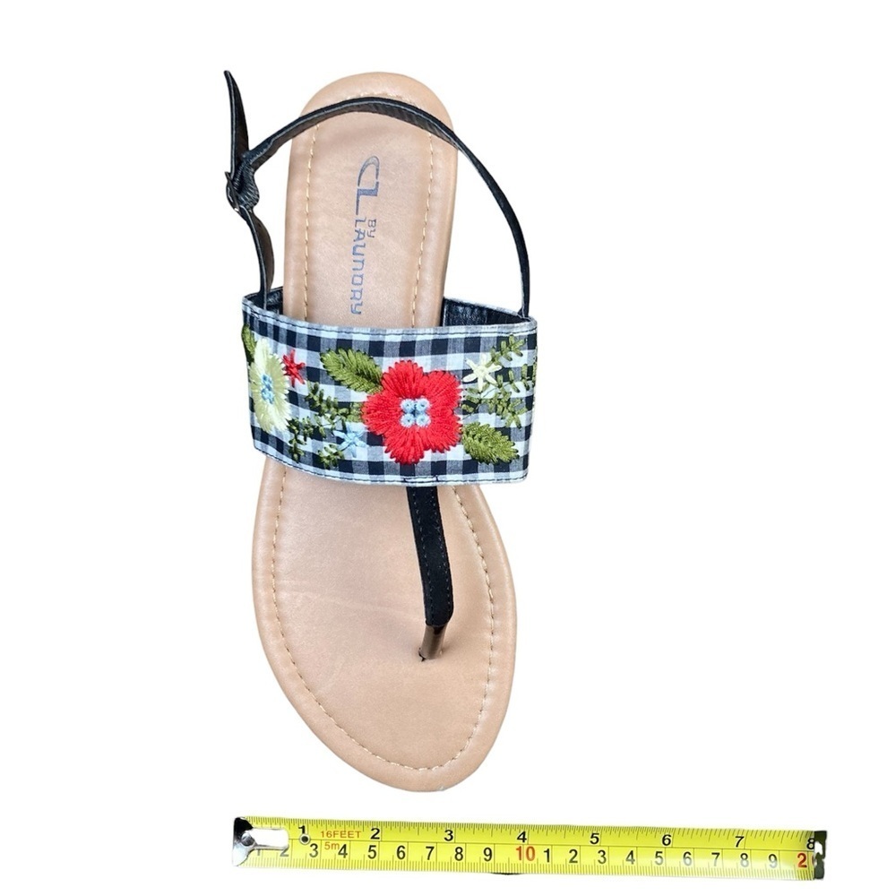 CL by Laundry Gingham Embroidered Thong Sandals Size 8 Wide​​​​ - Picture 7 of 8